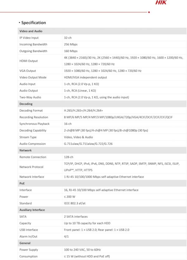 Hikvision - DS-7632NI-K2/16P (32ch NVR) - Image 3