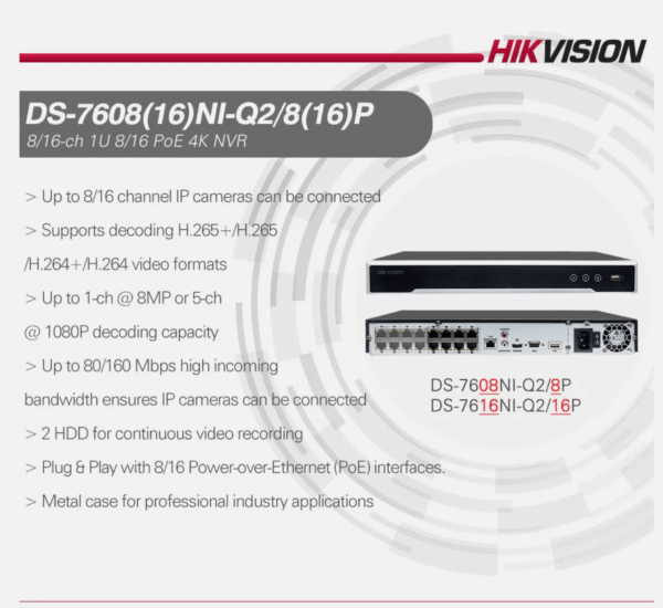 Hikvision - DS-7616NI-Q2/16P (16ch NVR) - Image 2